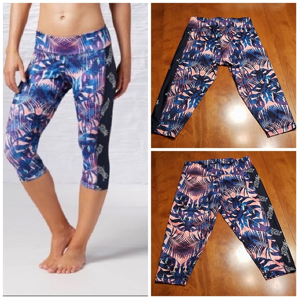 Reebok cropped pineapple tropical print leggings